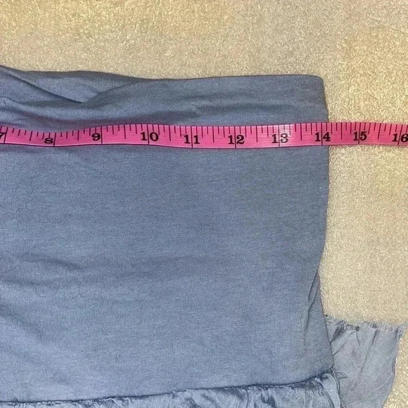 [S/M]Meo Meli Light Blue Boho Ruffle Layer Silk Blend  Strapless Midi/Maxi Dress - Picture 10 of 11